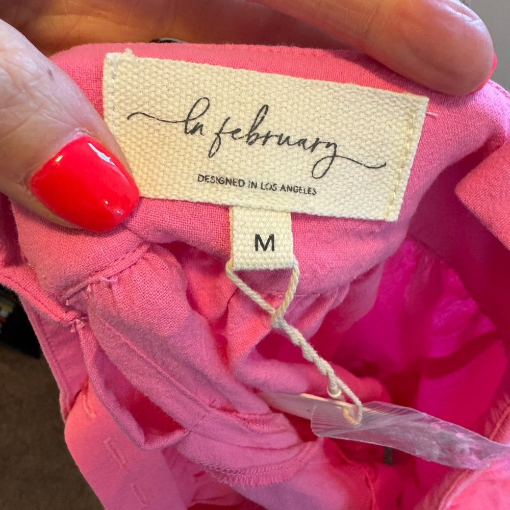 La February Boutique Belen Midi Pink Dress Cotton Poplin Sleeveless M NEW $69 - Picture 4 of 10
